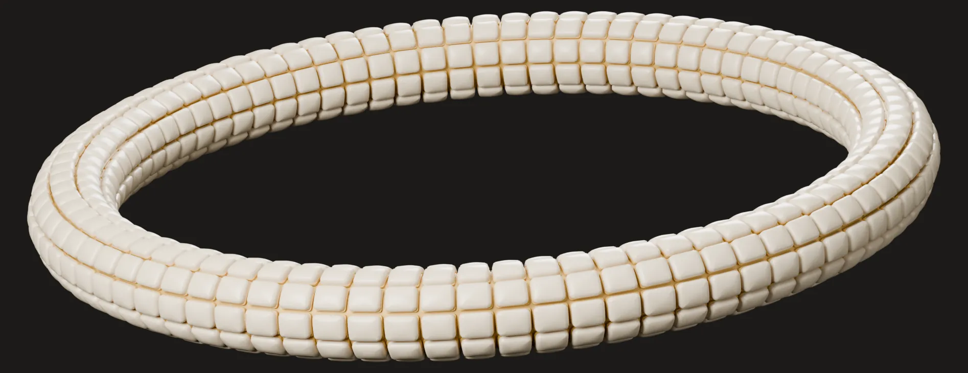 A round halo of cream porcelain tiles on a gold core